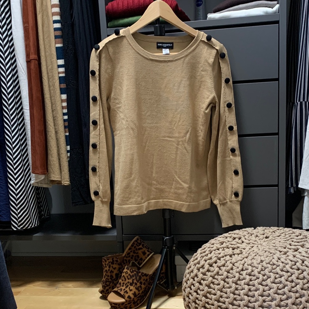 Karl Lagerfeld Camel Knit Top